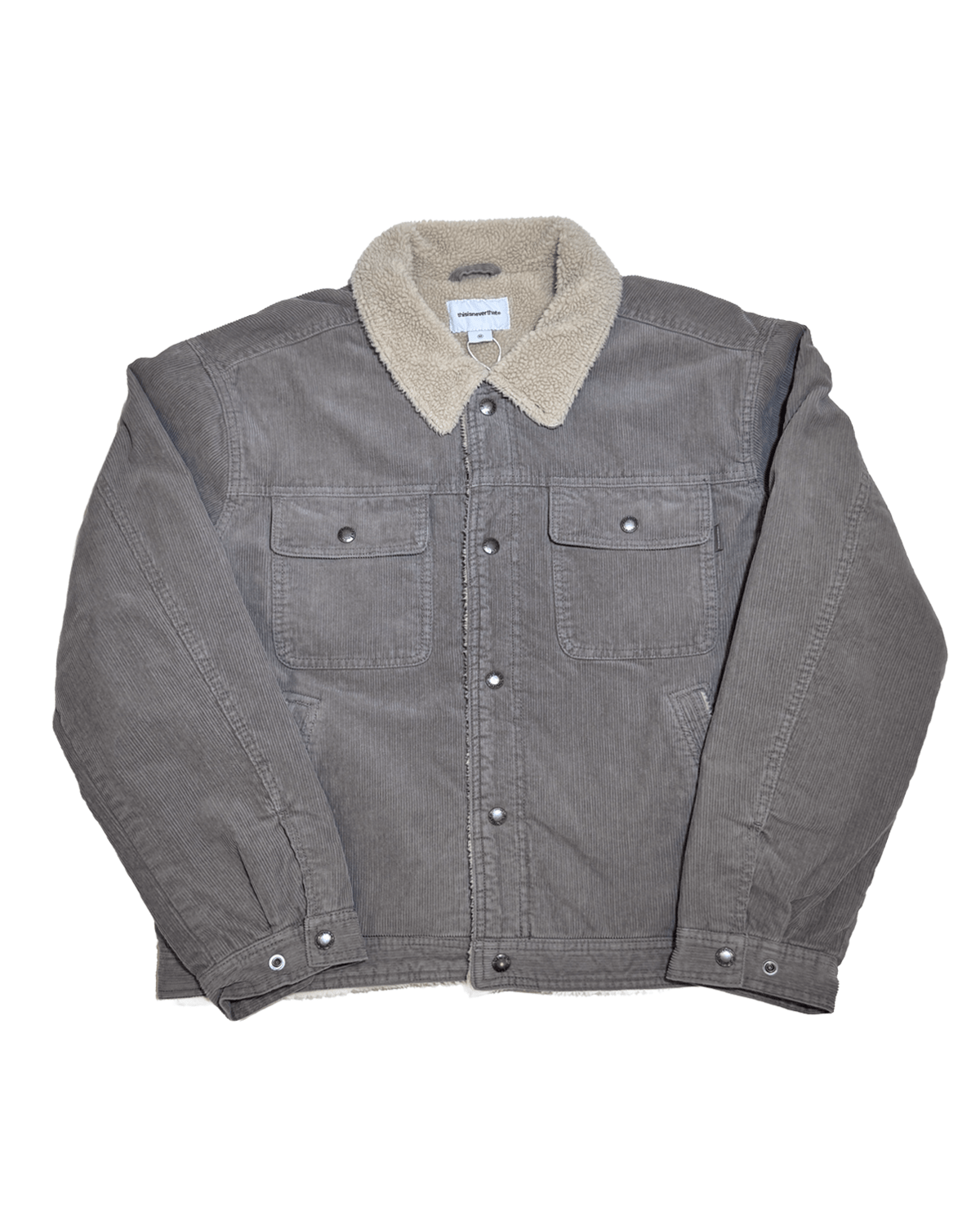 Sherpa Lined Corduroy Trucker Jacket Grey - LIKELIHOOD