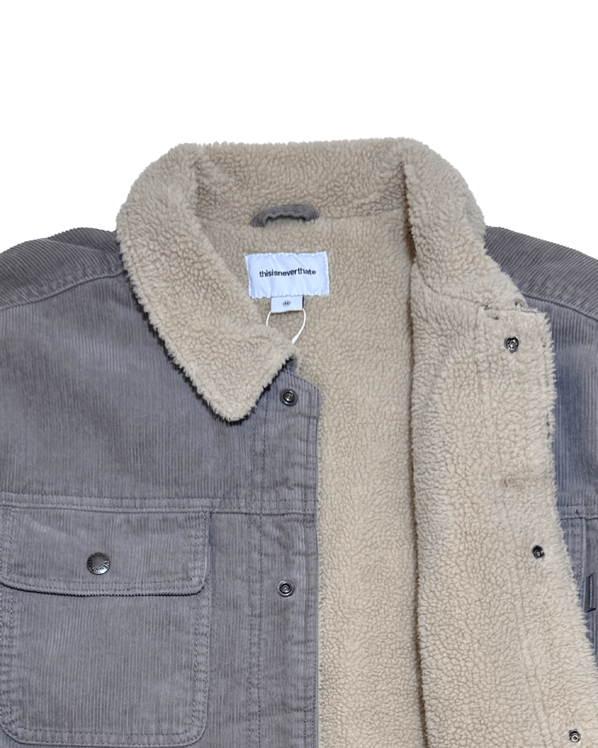 Sherpa Lined Corduroy Trucker Jacket Grey - LIKELIHOOD