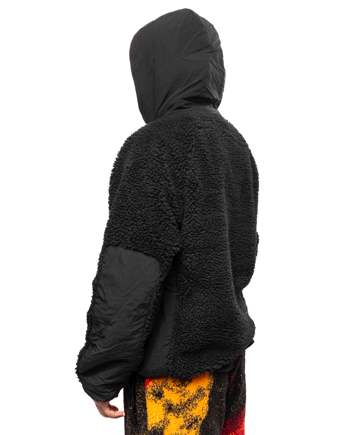 Sherpa Paneled Hooded Jacket Black