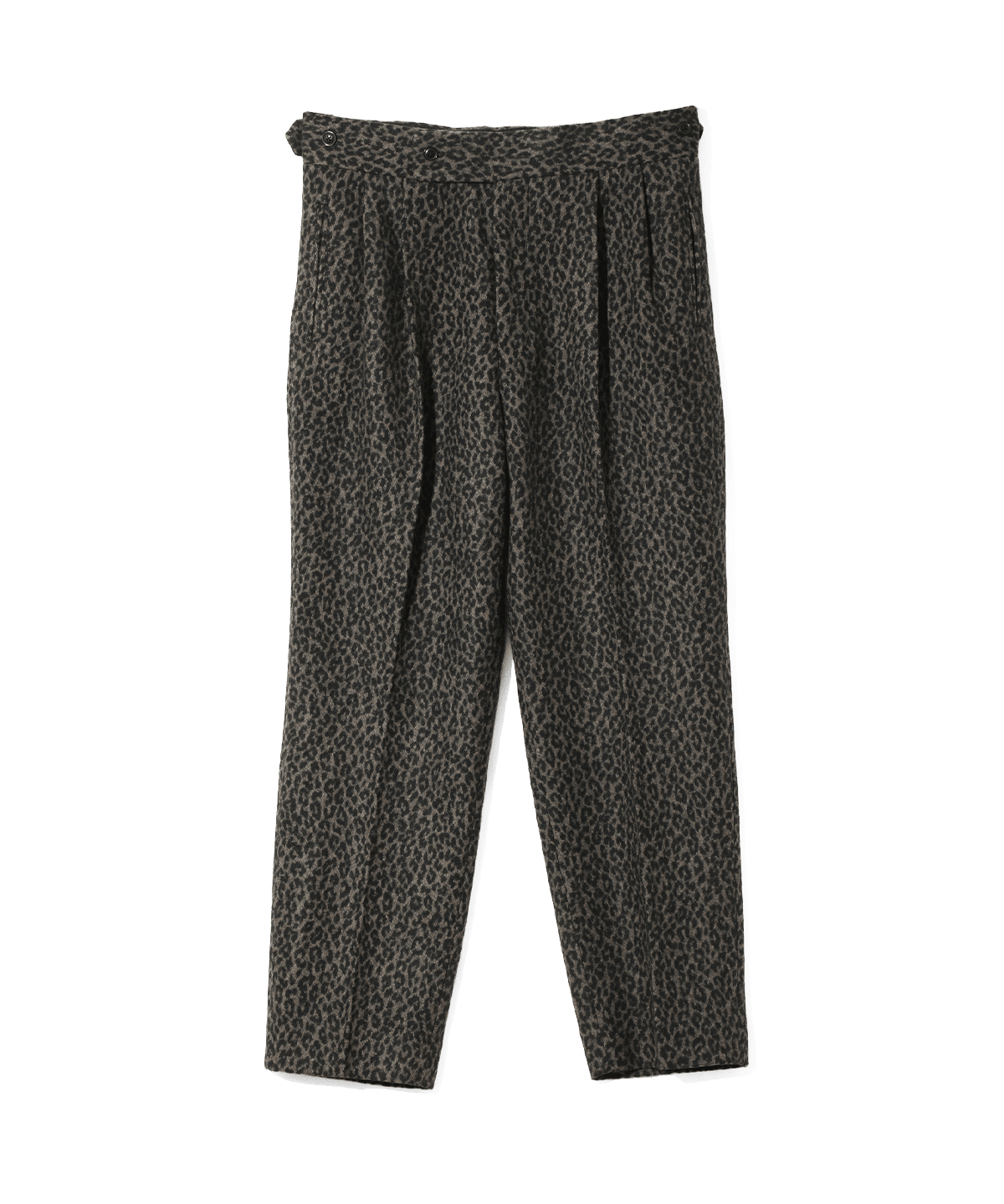 Side Tab Tucked Trouser - Leopard Jacquard Charcoal - LIKELIHOOD