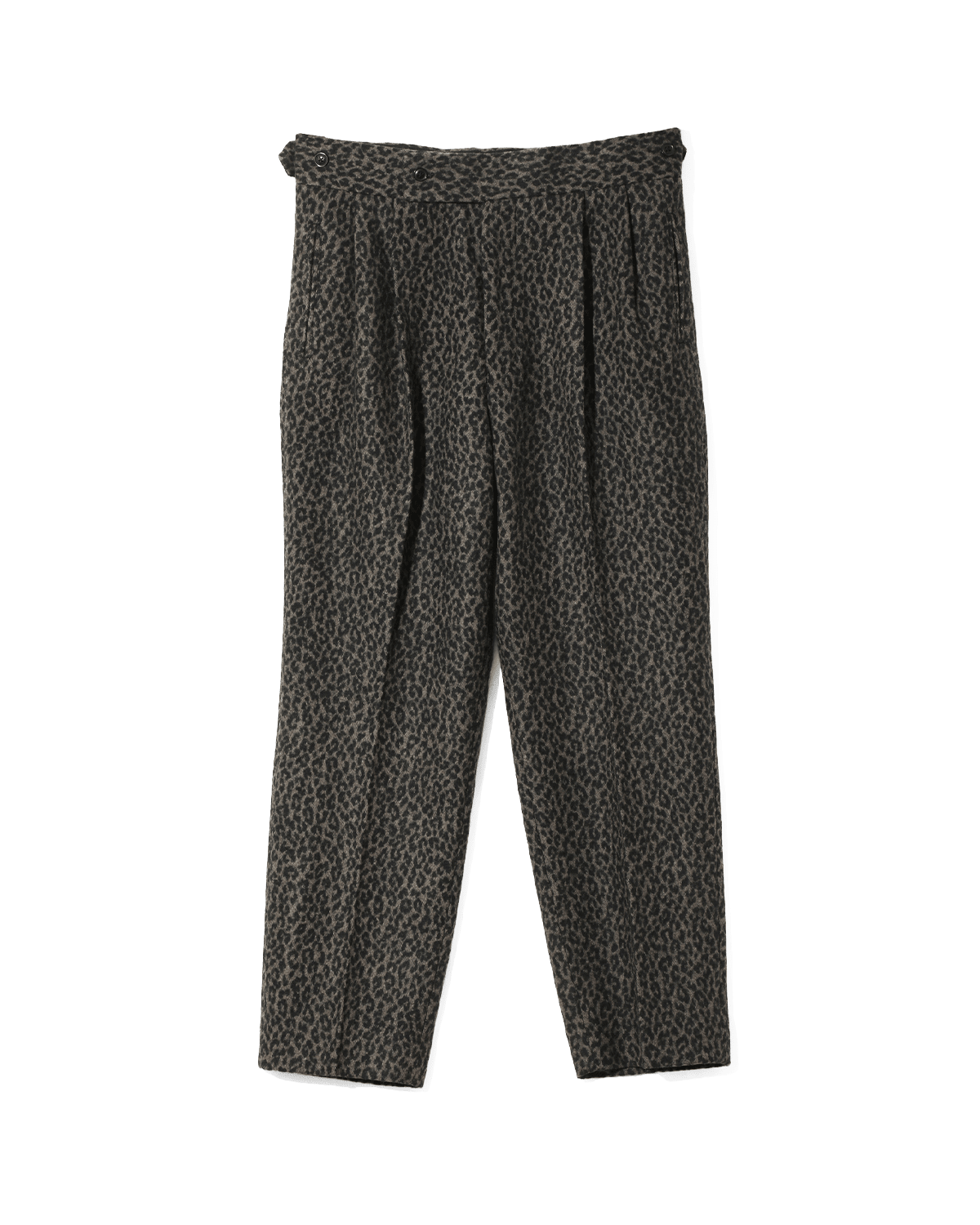 Side Tab Tucked Trouser - Leopard Jacquard Charcoal - LIKELIHOOD