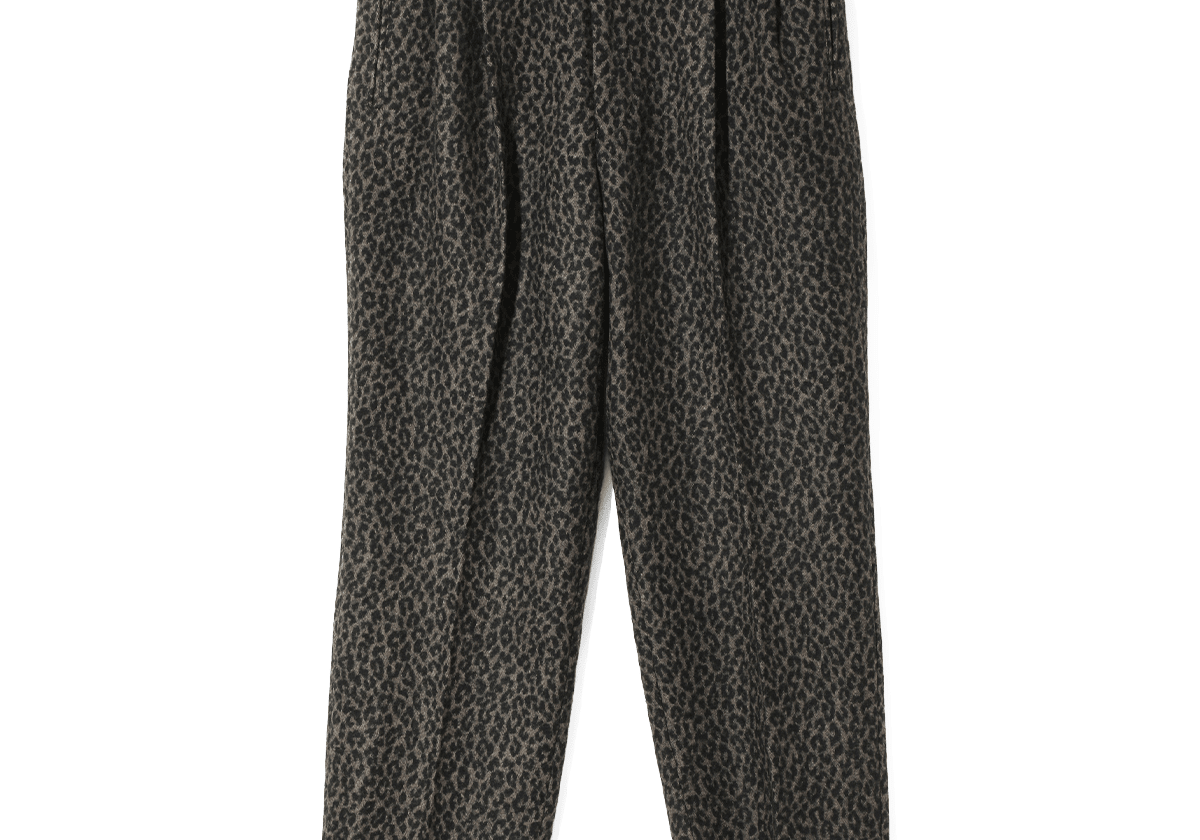 Side Tab Tucked Trouser - Leopard Jacquard Charcoal - LIKELIHOOD