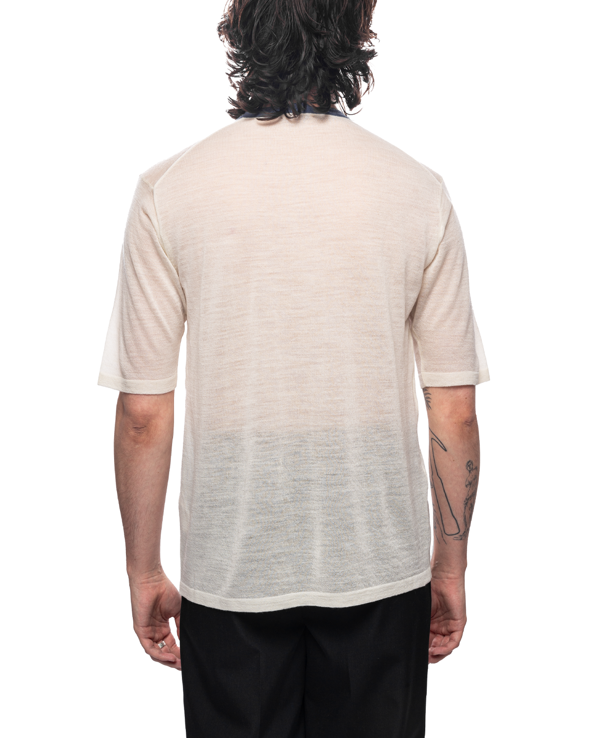 Hard Twist High Gauge Wool Silk Knit Tee Ivory