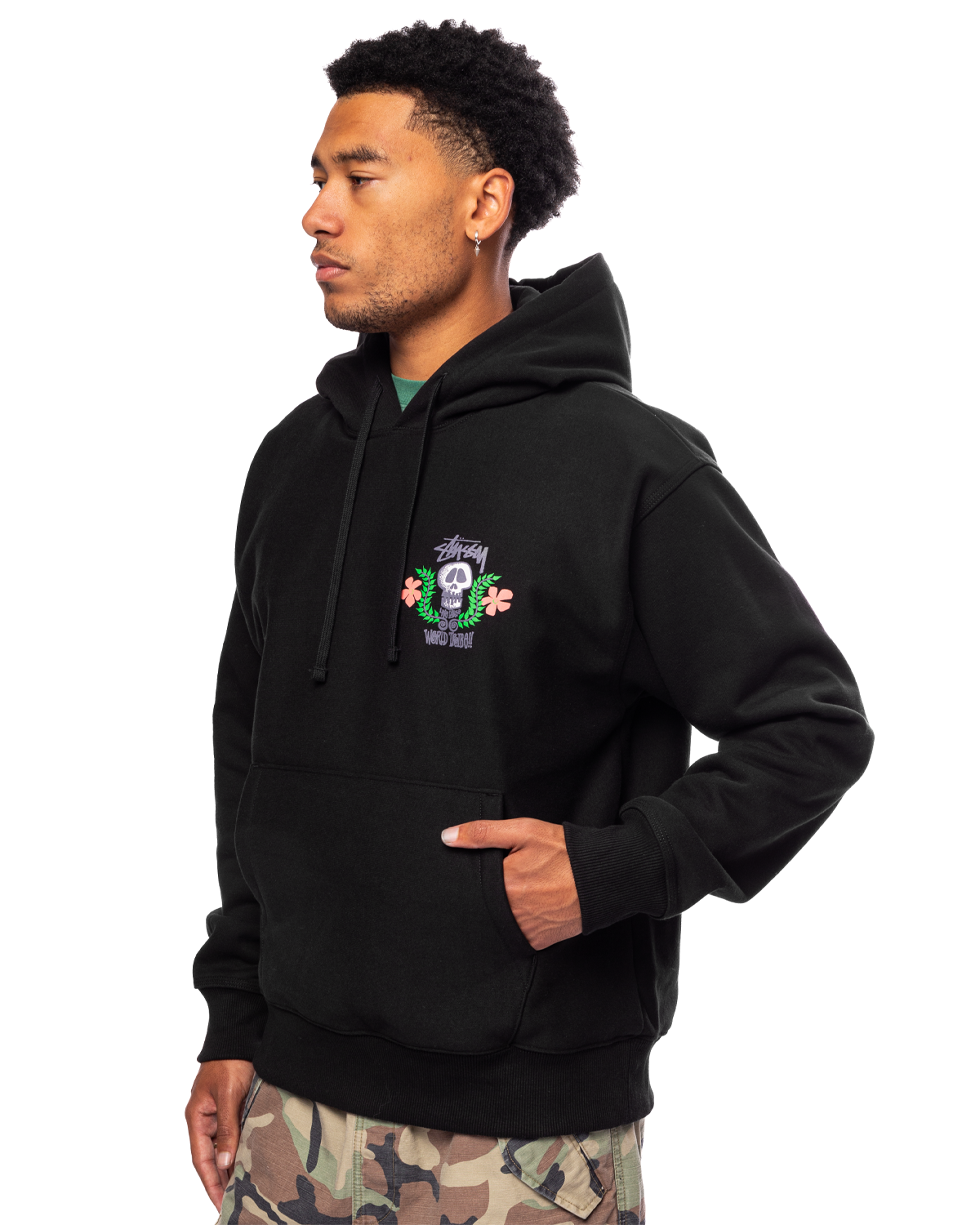 Skull Crest Hood Black