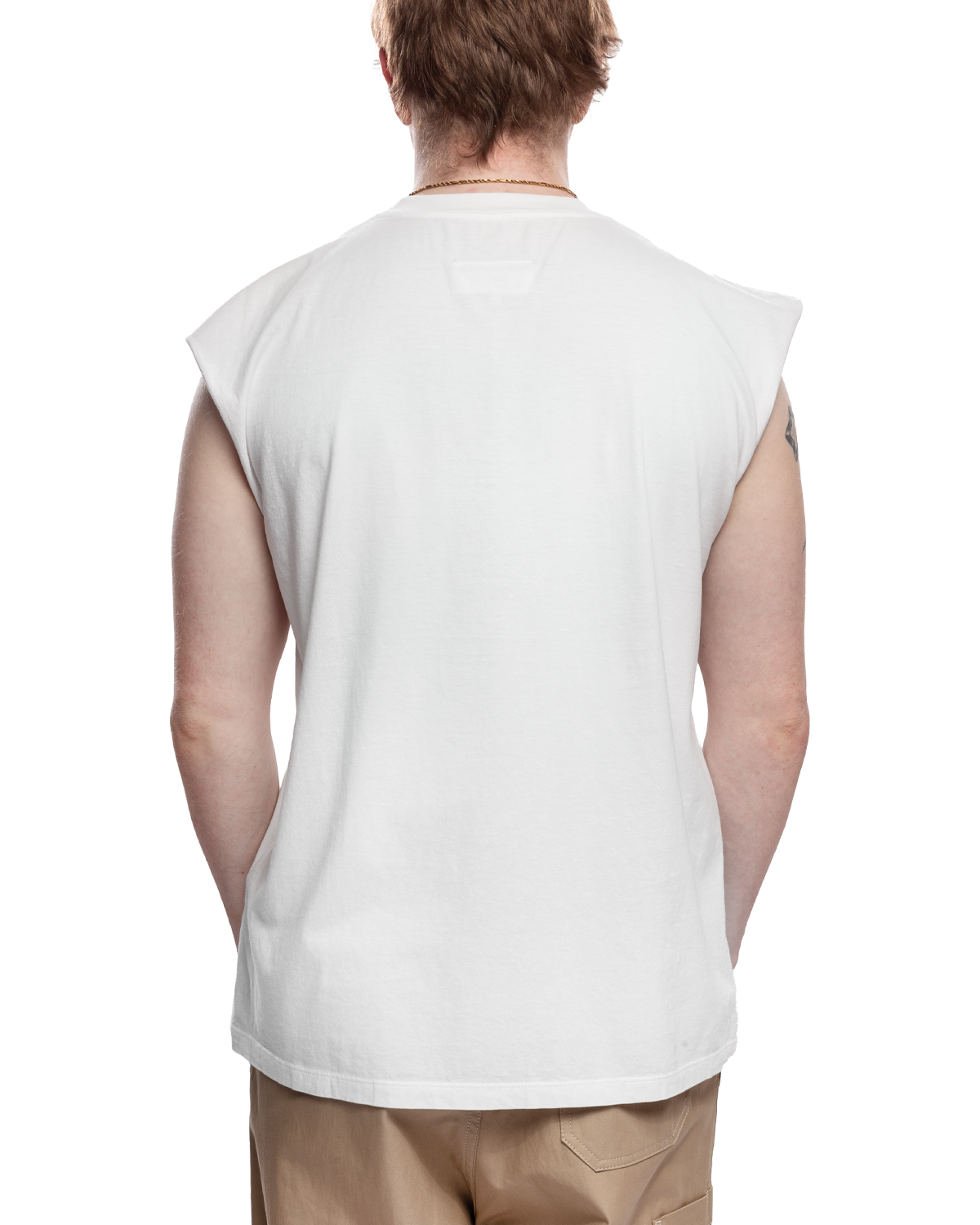 White Rolled Edge Tank Top