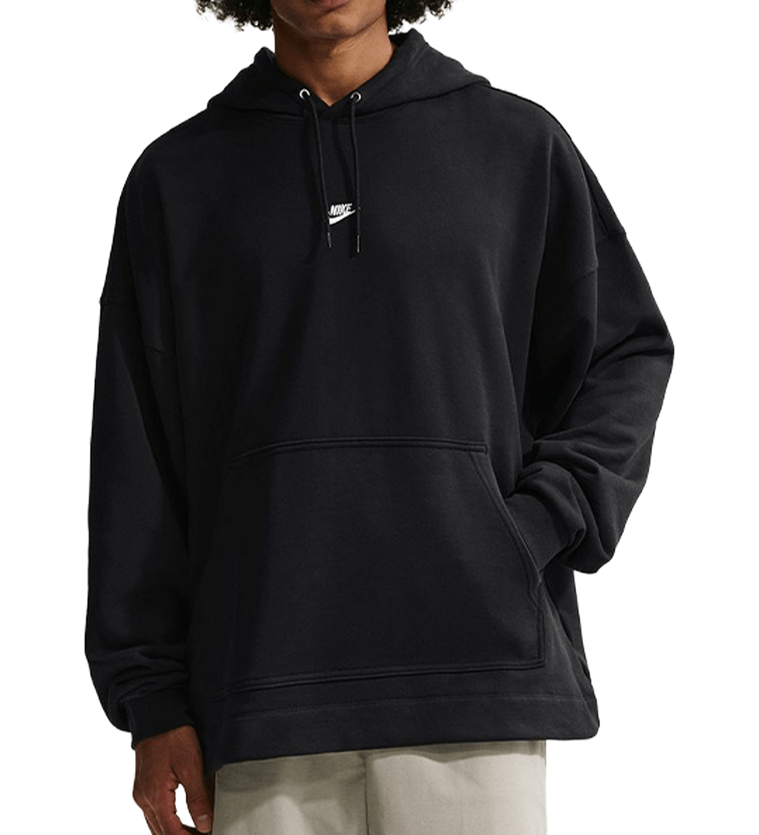 Sportswear Club Oversized French Terry Pullover Hoodie Black - LIKELIHOOD