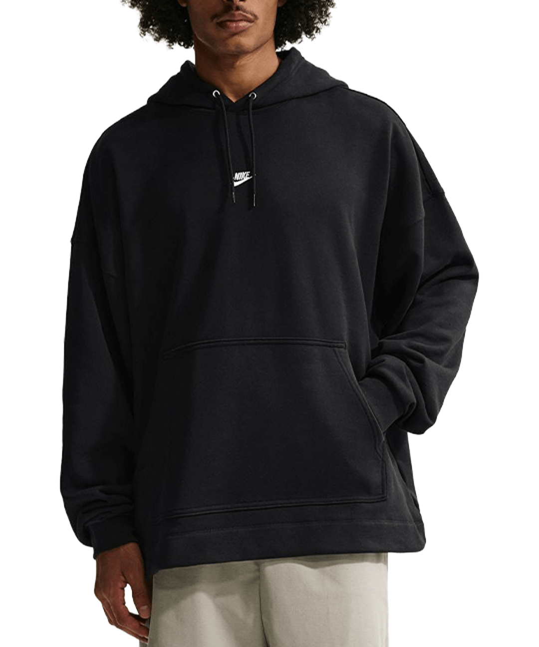 Sportswear Club Oversized French Terry Pullover Hoodie Black - LIKELIHOOD