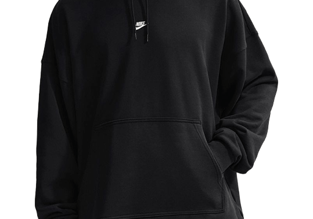 Sportswear Club Oversized French Terry Pullover Hoodie Black - LIKELIHOOD