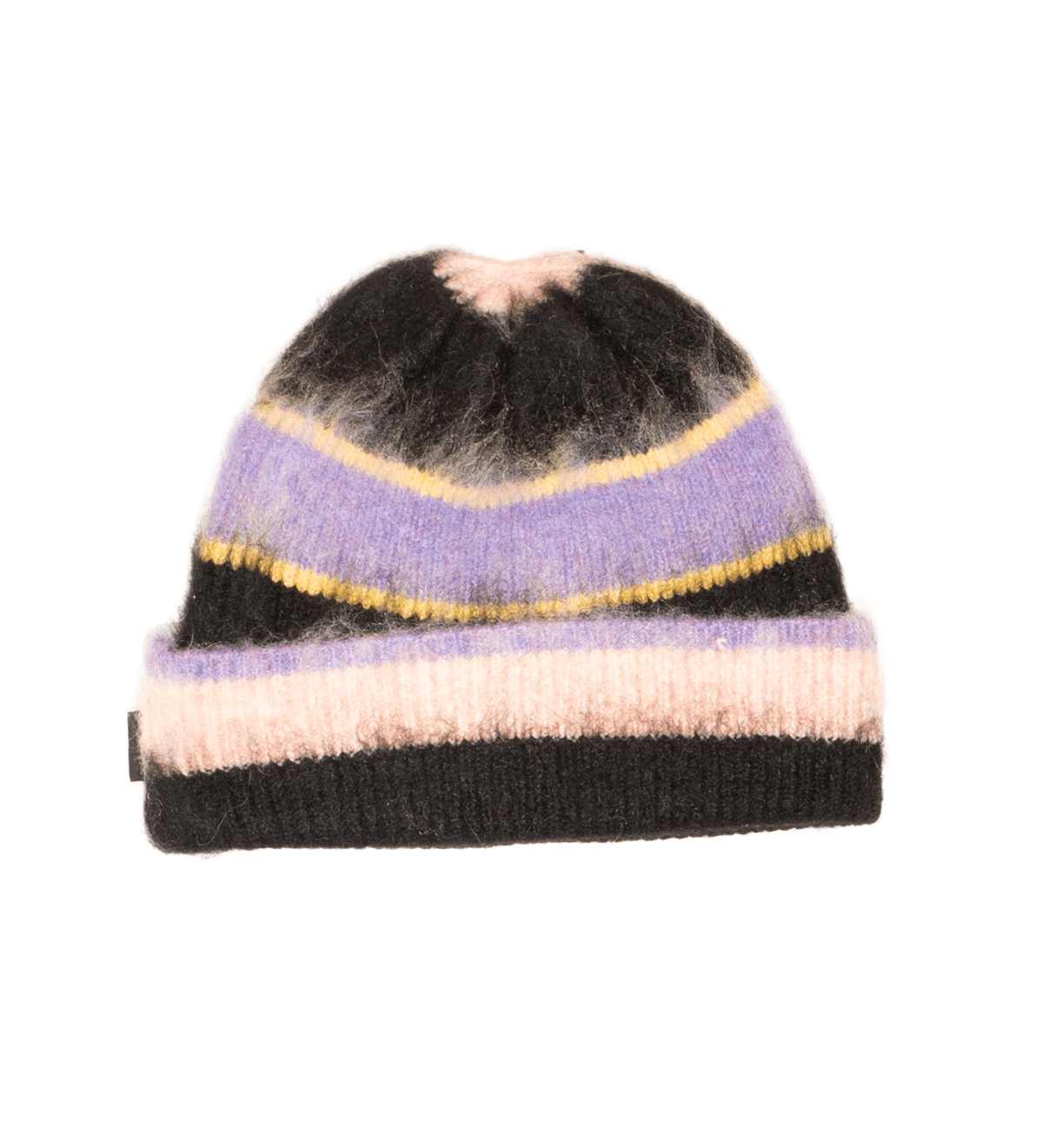 Striped Mohair Beanie Black - LIKELIHOOD