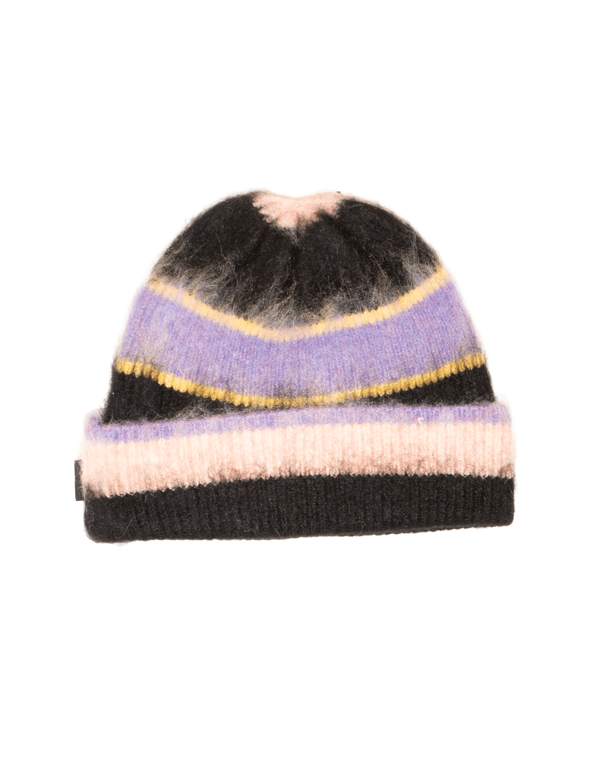 Striped Mohair Beanie Black - LIKELIHOOD