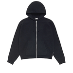 Textured Zip Hooded Sweater Black - LIKELIHOOD