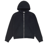 Textured Zip Hooded Sweater Black - LIKELIHOOD