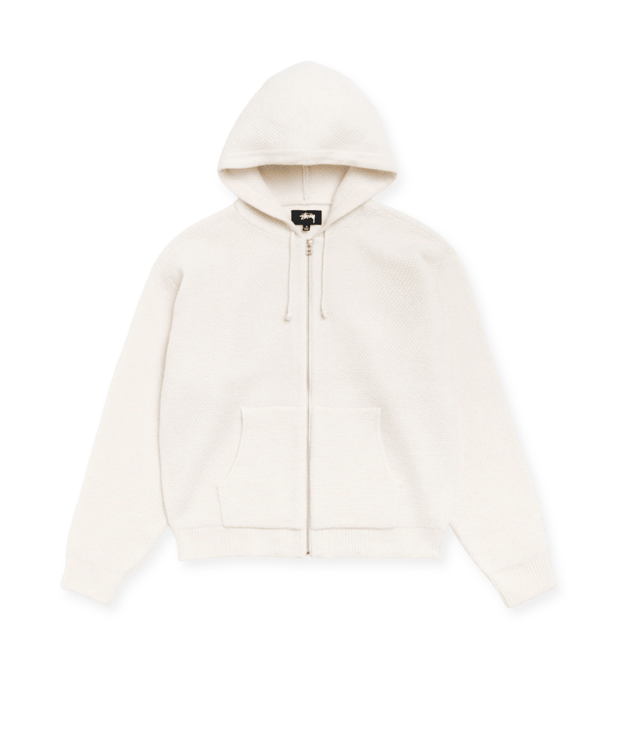 Textured Zip Hooded Sweater Bone - LIKELIHOOD