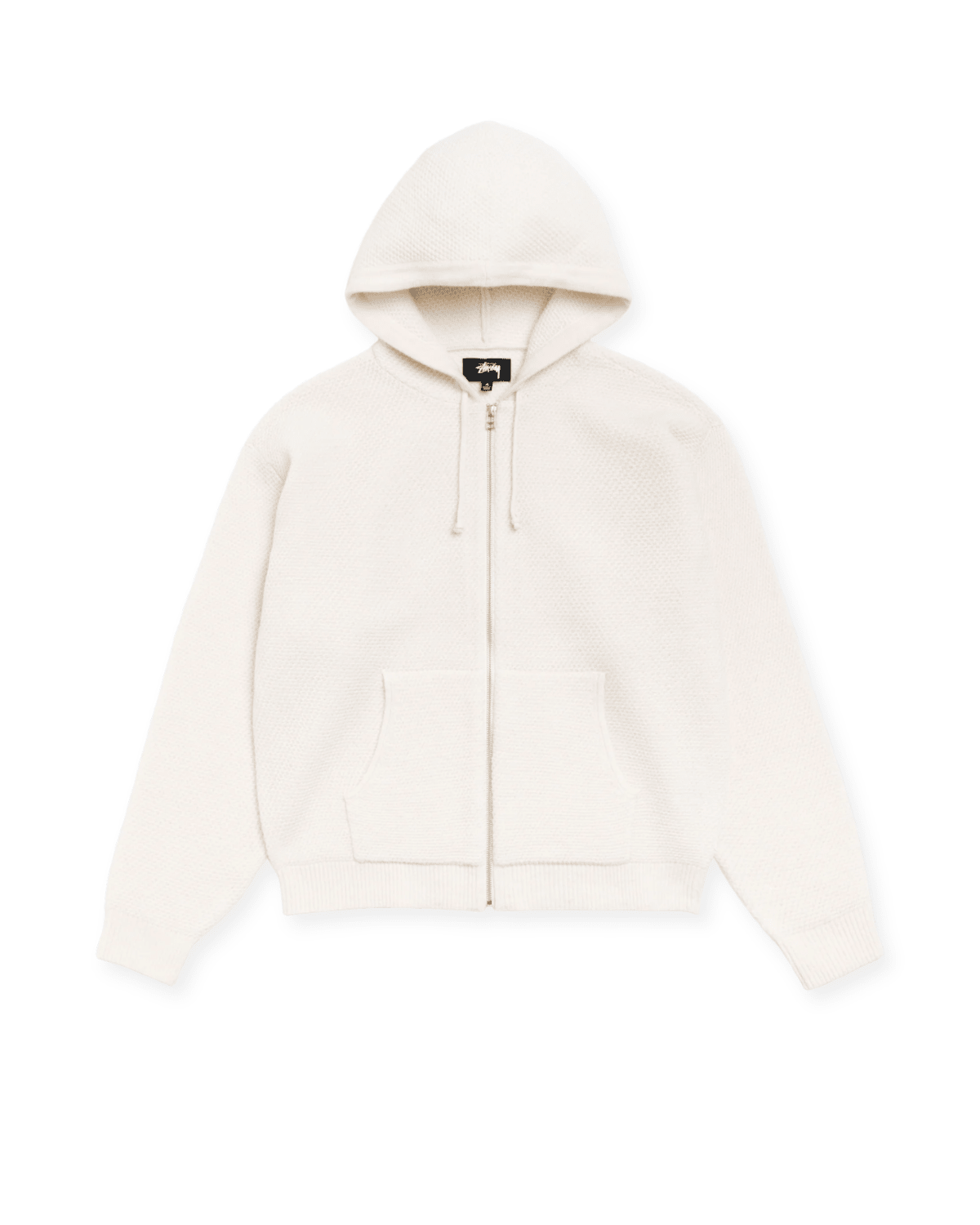 Textured Zip Hooded Sweater Bone - LIKELIHOOD