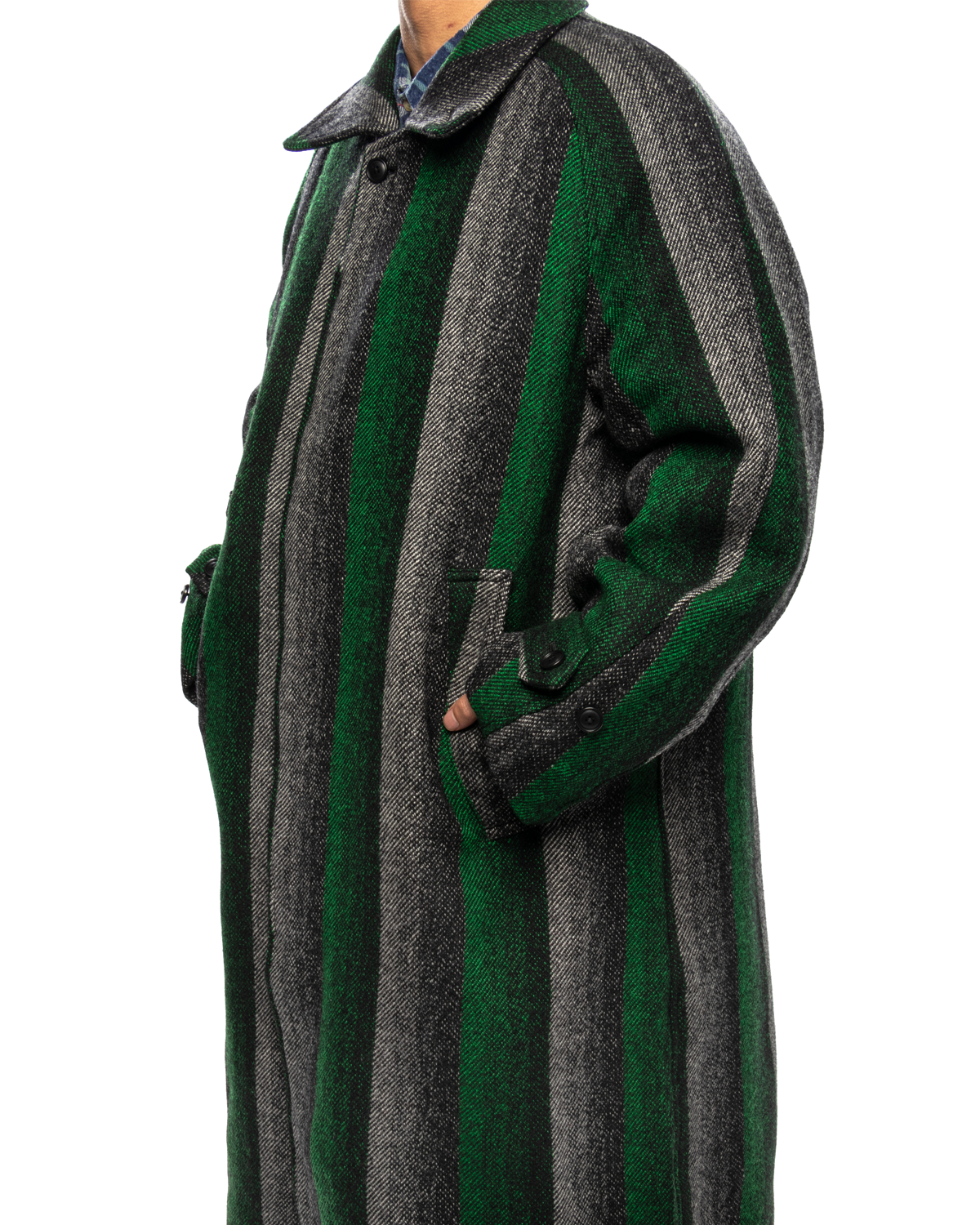 Balcollar Coat - Wool Ombre Stripe Twill Green