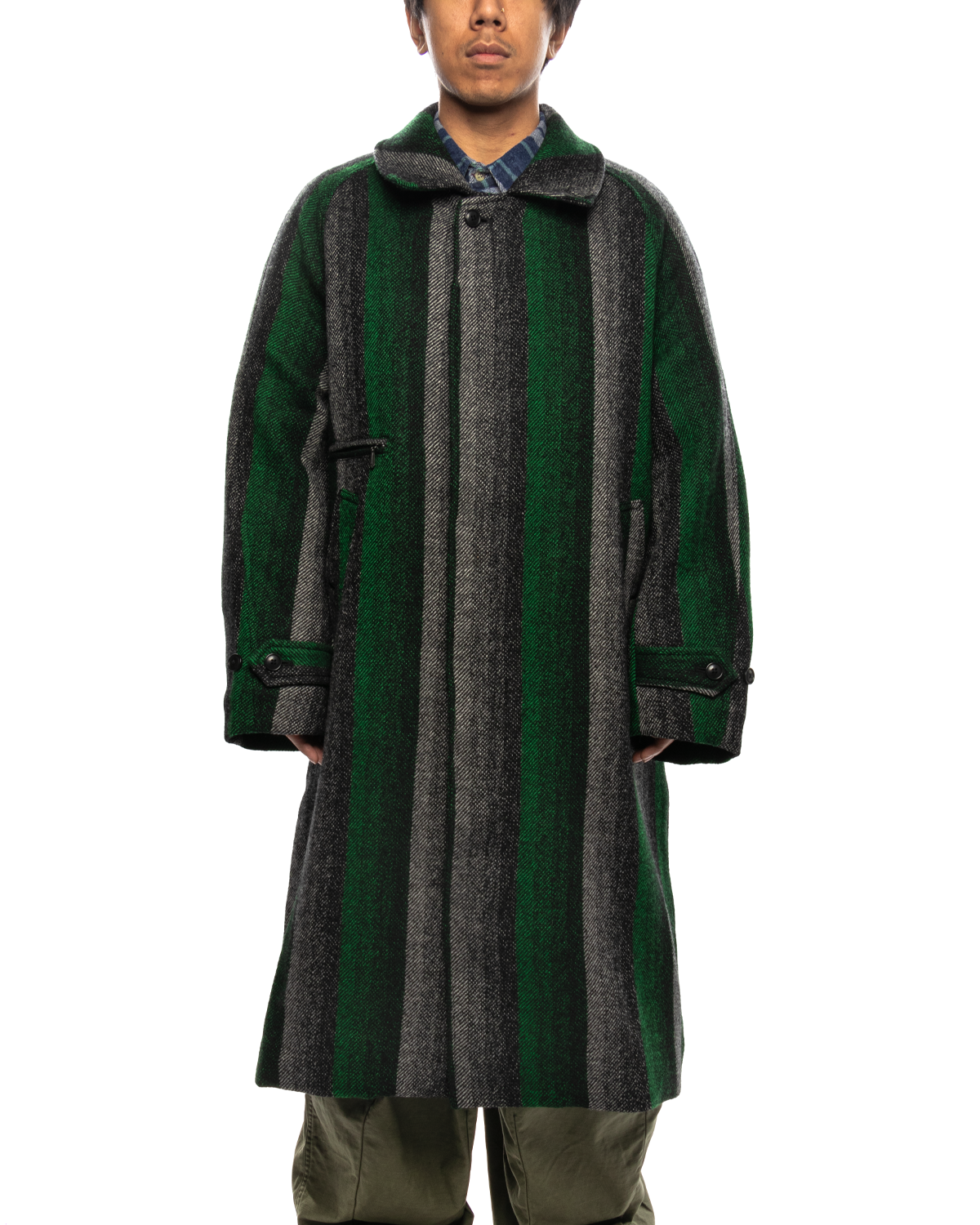 Balcollar Coat - Wool Ombre Stripe Twill Green