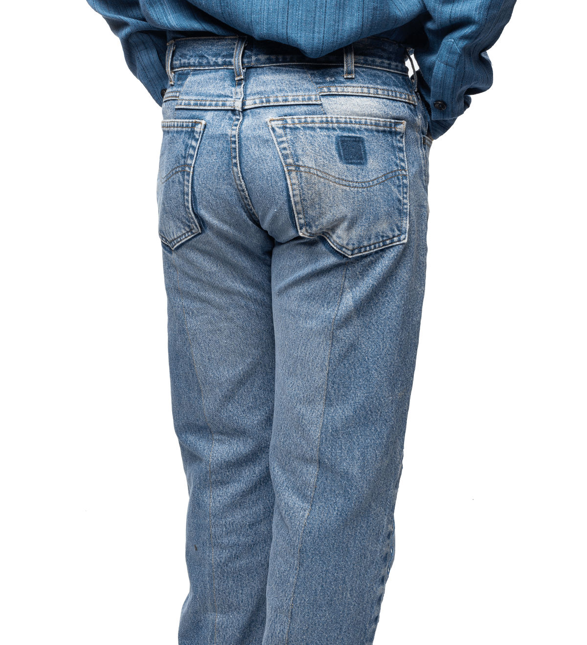 Upcycled Double Knee Pant Blue Denim - LIKELIHOOD