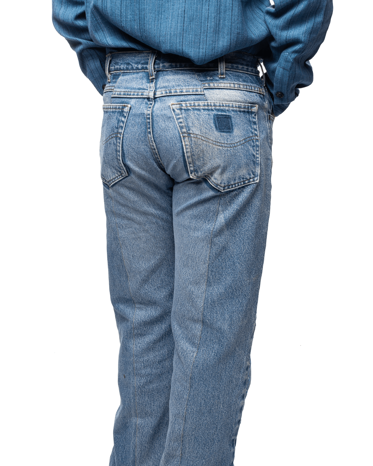 Upcycled Double Knee Pant Blue Denim - LIKELIHOOD