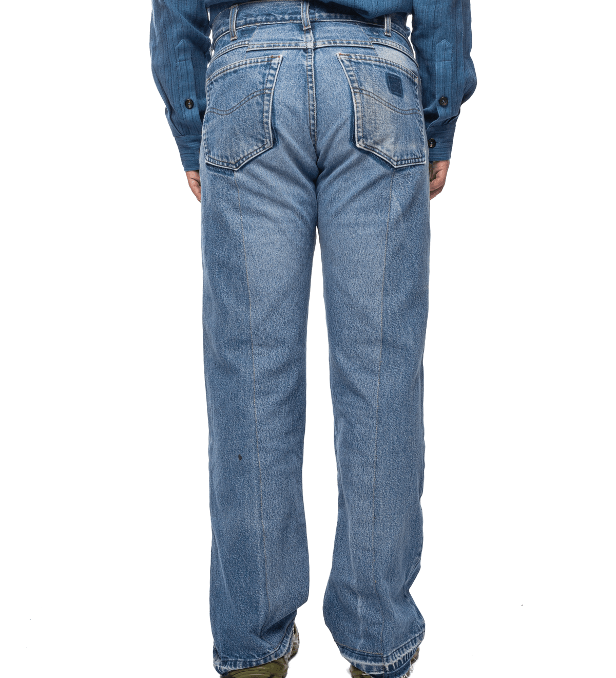 Upcycled Double Knee Pant Blue Denim - LIKELIHOOD