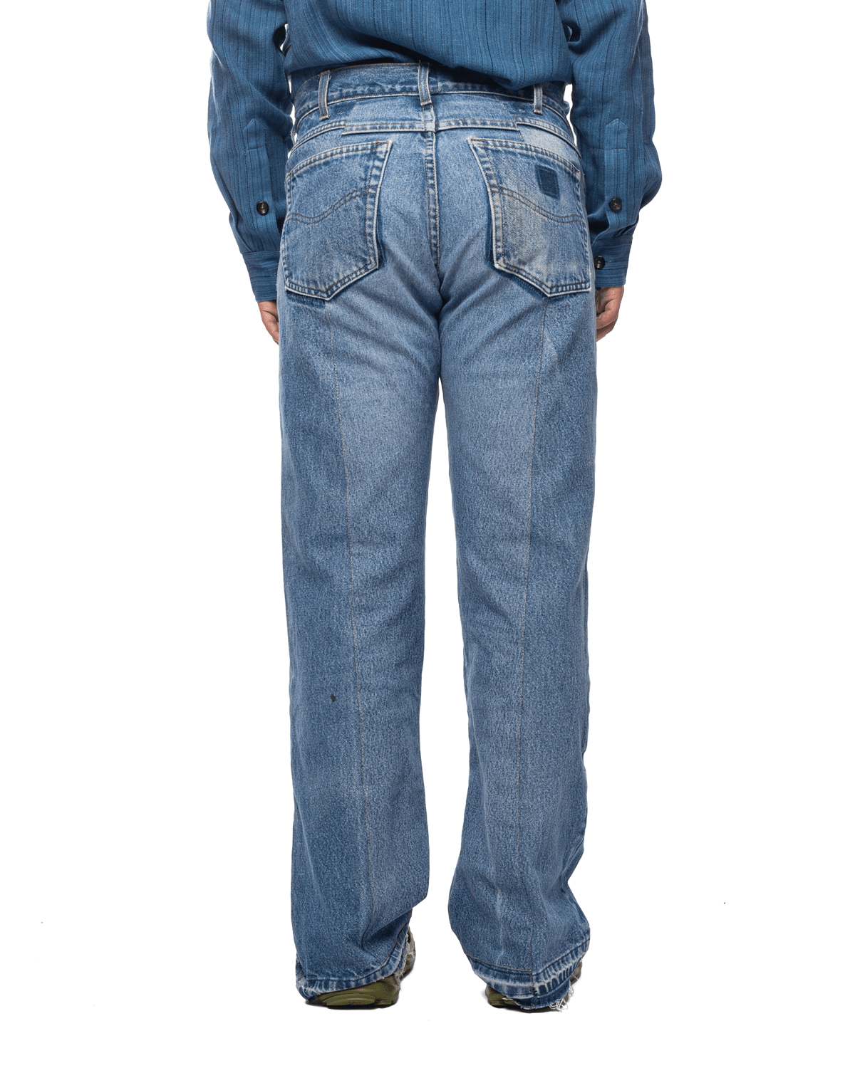 Upcycled Double Knee Pant Blue Denim - LIKELIHOOD