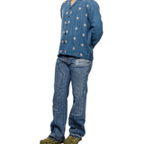 Upcycled Double Knee Pant Blue Denim - LIKELIHOOD