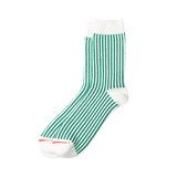 Vertical Stripe Crew Socks White/Green - LIKELIHOOD