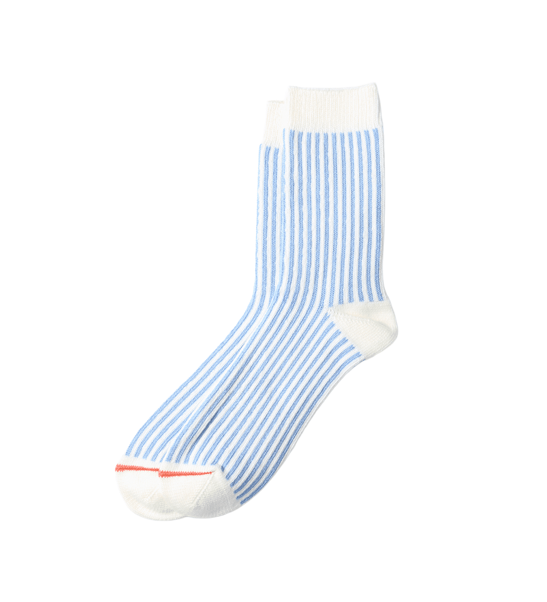 Vertical Stripe Crew Socks White/Light Blue - LIKELIHOOD