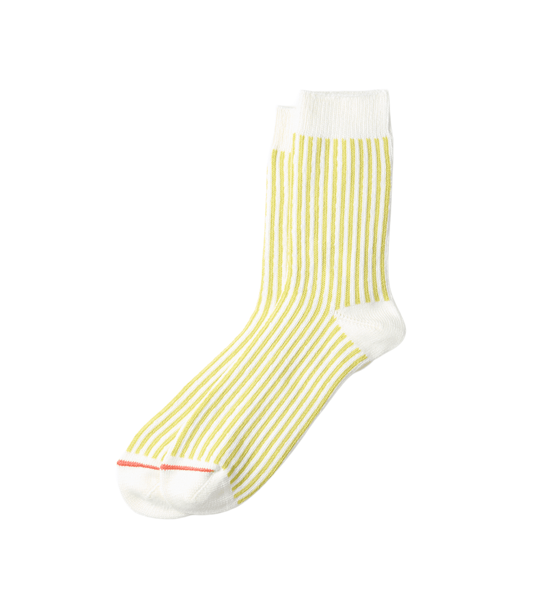 Vertical Stripe Crew Socks White/Lime - LIKELIHOOD