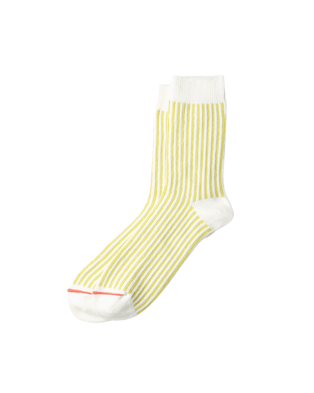 Vertical Stripe Crew Socks White/Lime - LIKELIHOOD