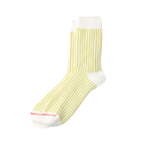 Vertical Stripe Crew Socks White/Lime - LIKELIHOOD