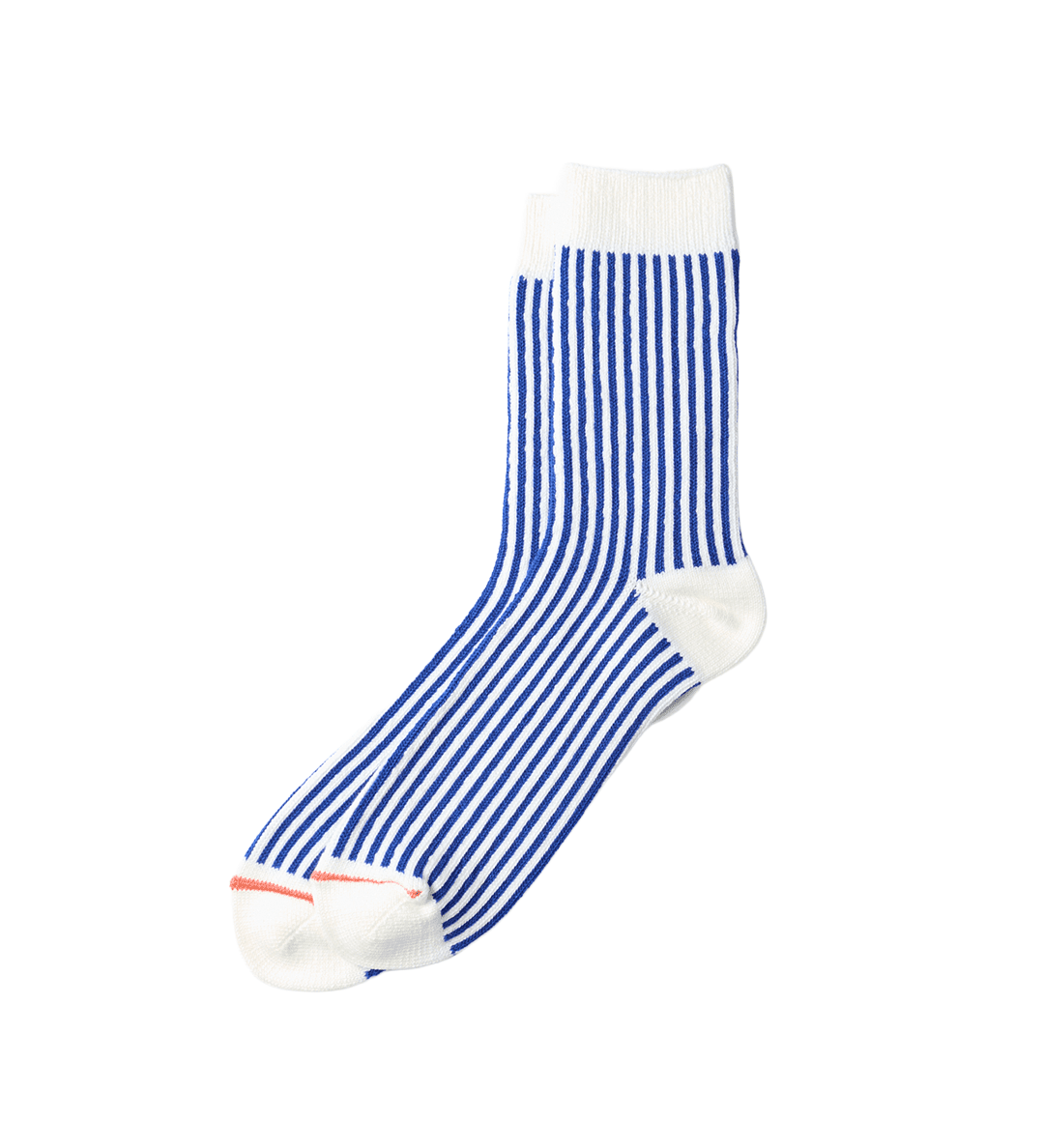 Vertical Stripe Crew Socks White/Royal - LIKELIHOOD
