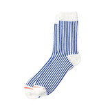 Vertical Stripe Crew Socks White/Royal - LIKELIHOOD