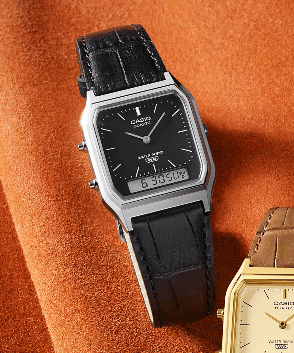 Vintage Black Leather Watch AQ230EL-1A - LIKELIHOOD