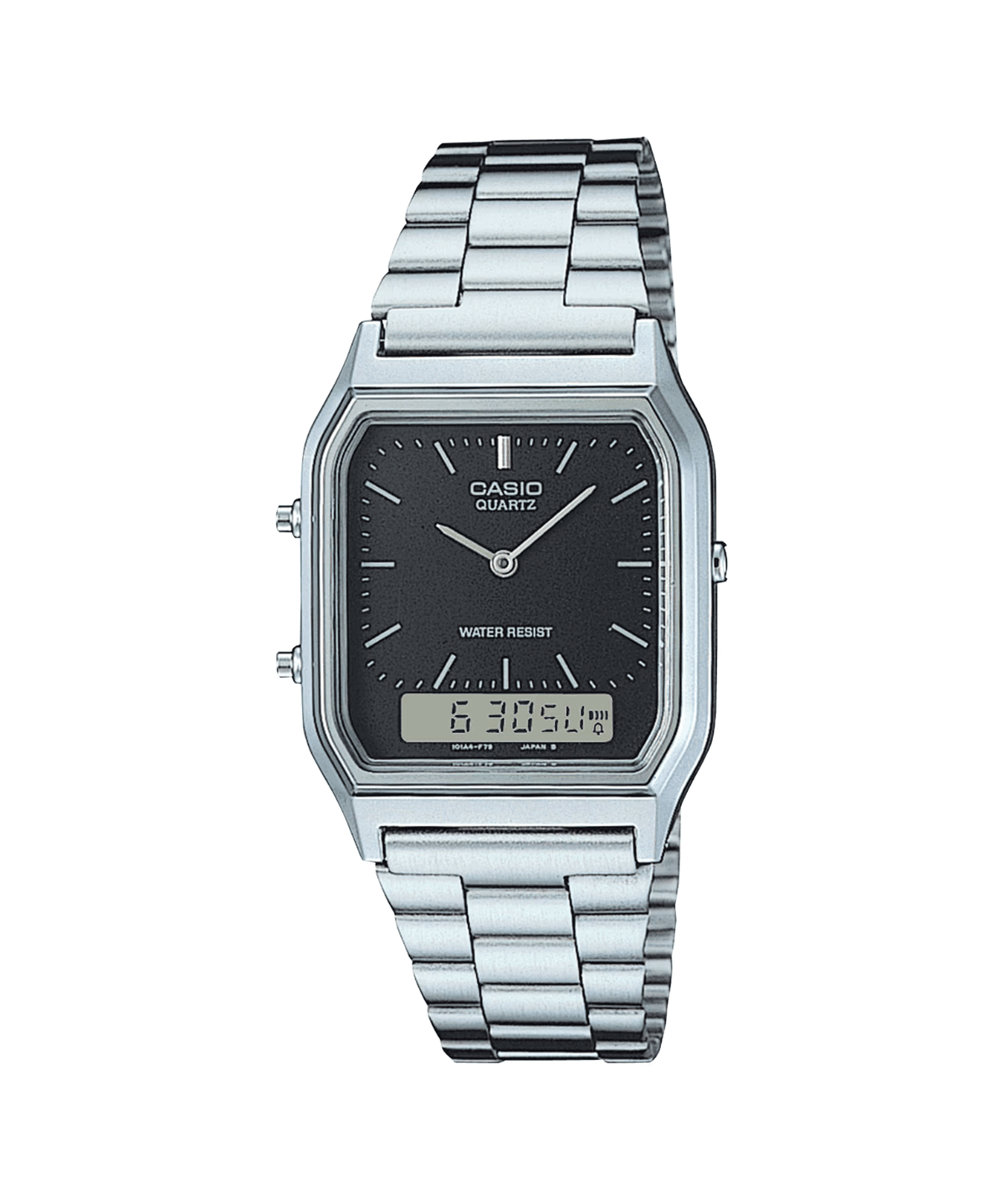 Vintage Silver and Black Stainless Steel Watch AQ230A-1DM - LIKELIHOOD