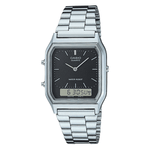 Vintage Silver and Black Stainless Steel Watch AQ230A-1DM - LIKELIHOOD