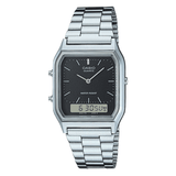 Vintage Silver and Black Stainless Steel Watch AQ230A-1DM - LIKELIHOOD