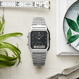 Vintage Silver and Black Stainless Steel Watch AQ230A-1DM - LIKELIHOOD