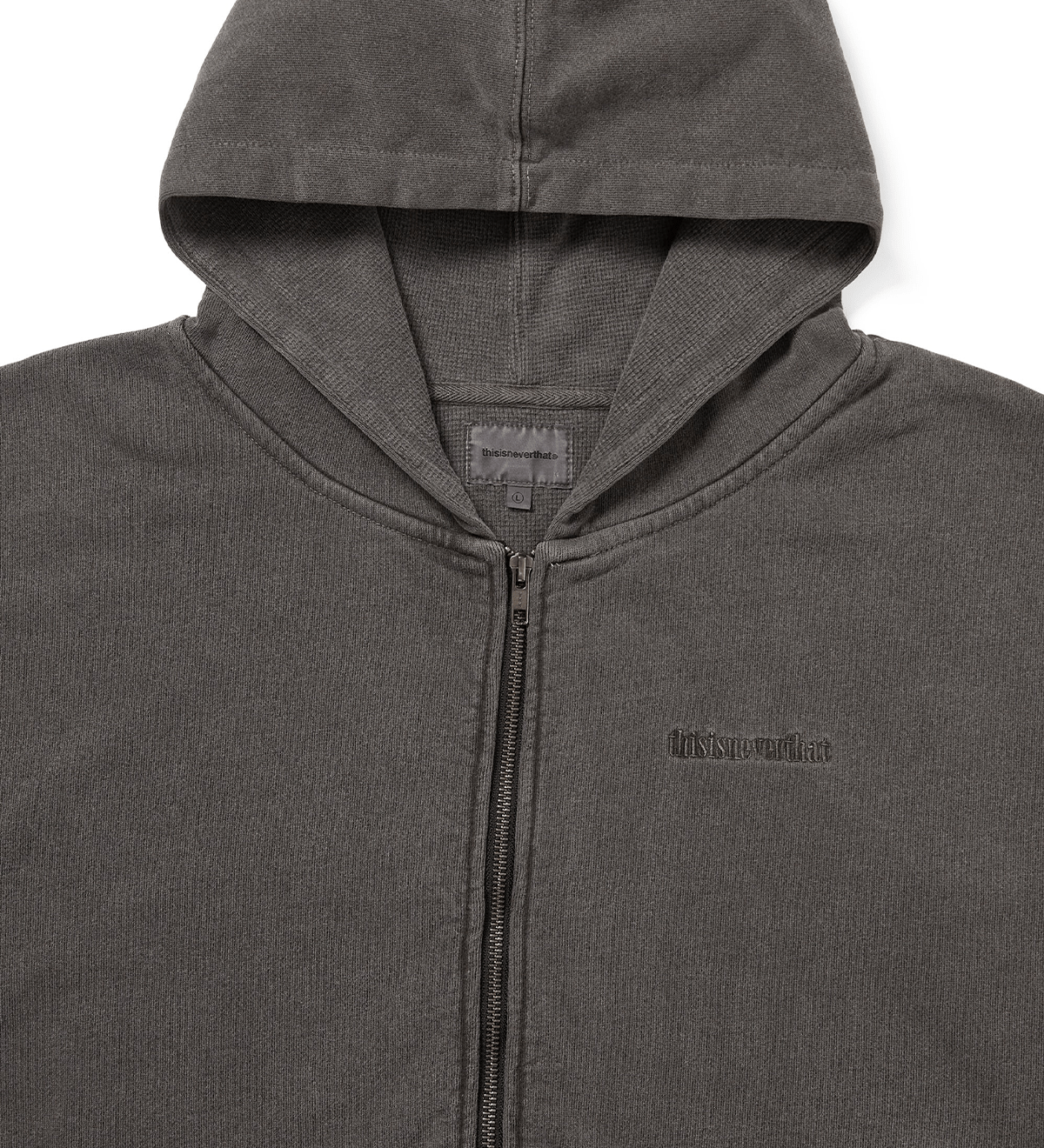 Waffle Lined Zip Up Hoodie Charcoal - LIKELIHOOD
