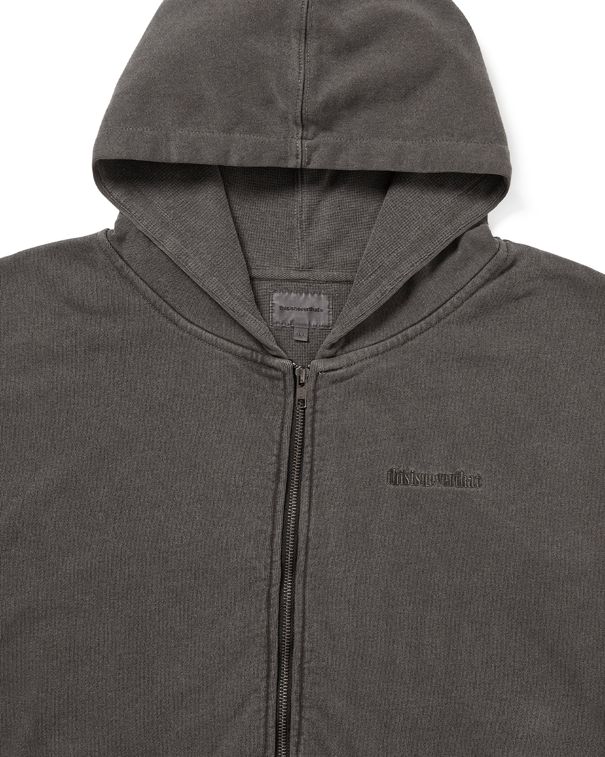 Waffle Lined Zip Up Hoodie Charcoal - LIKELIHOOD