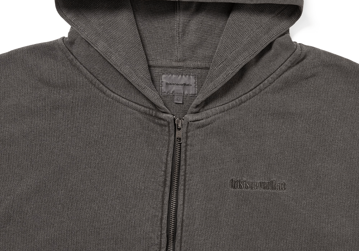 Waffle Lined Zip Up Hoodie Charcoal - LIKELIHOOD