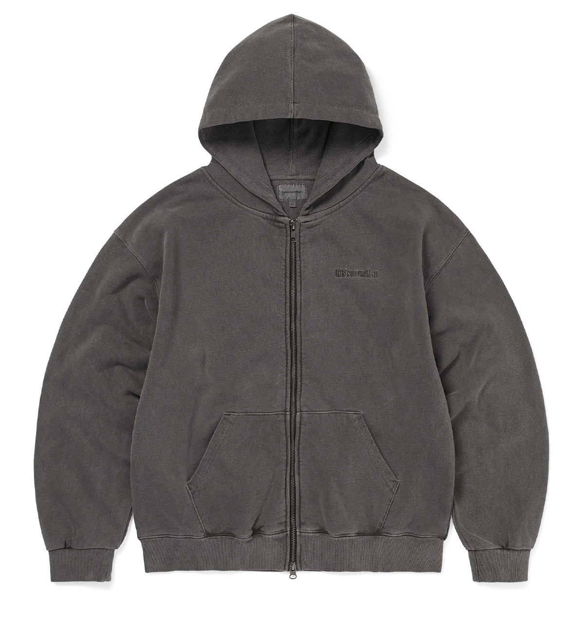 Waffle Lined Zip Up Hoodie Charcoal - LIKELIHOOD