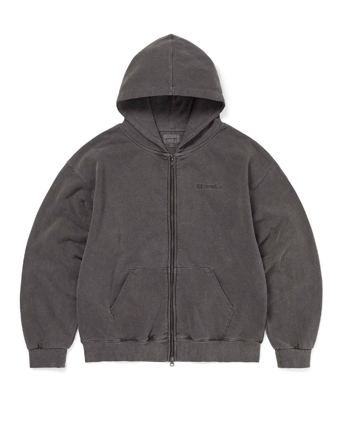 Waffle Lined Zip Up Hoodie Charcoal - LIKELIHOOD