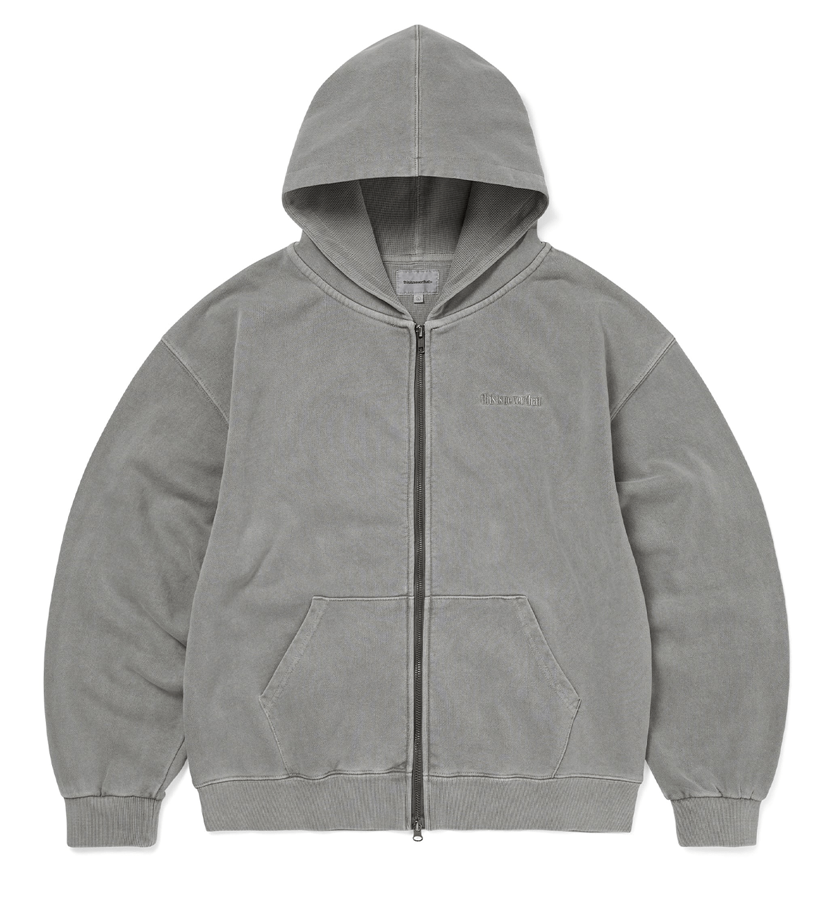 Waffle Lined Zip Up Hoodie Dark Grey - LIKELIHOOD