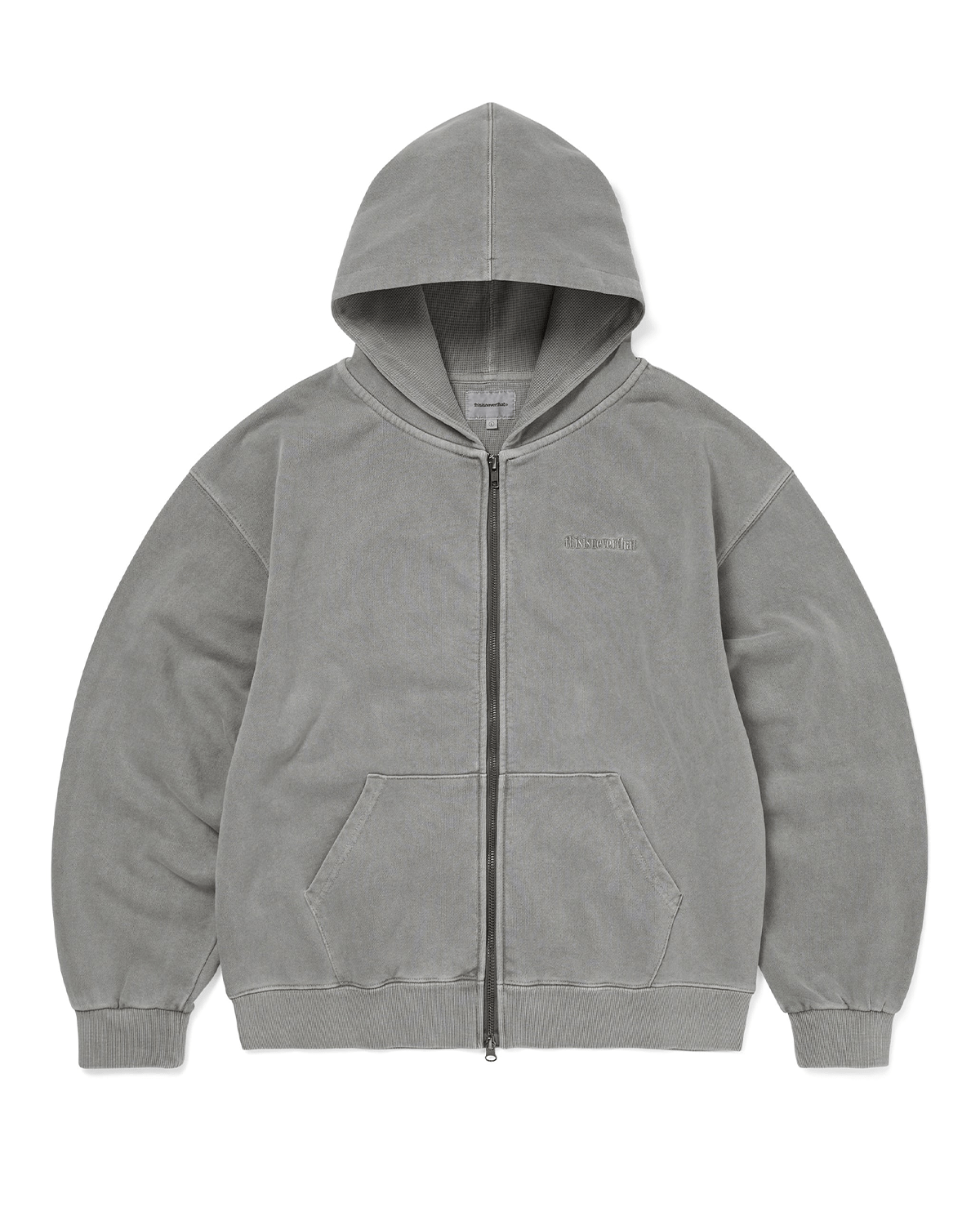 Waffle Lined Zip Up Hoodie Dark Grey - LIKELIHOOD