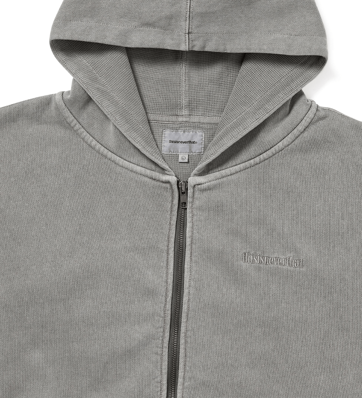 Waffle Lined Zip Up Hoodie Dark Grey - LIKELIHOOD
