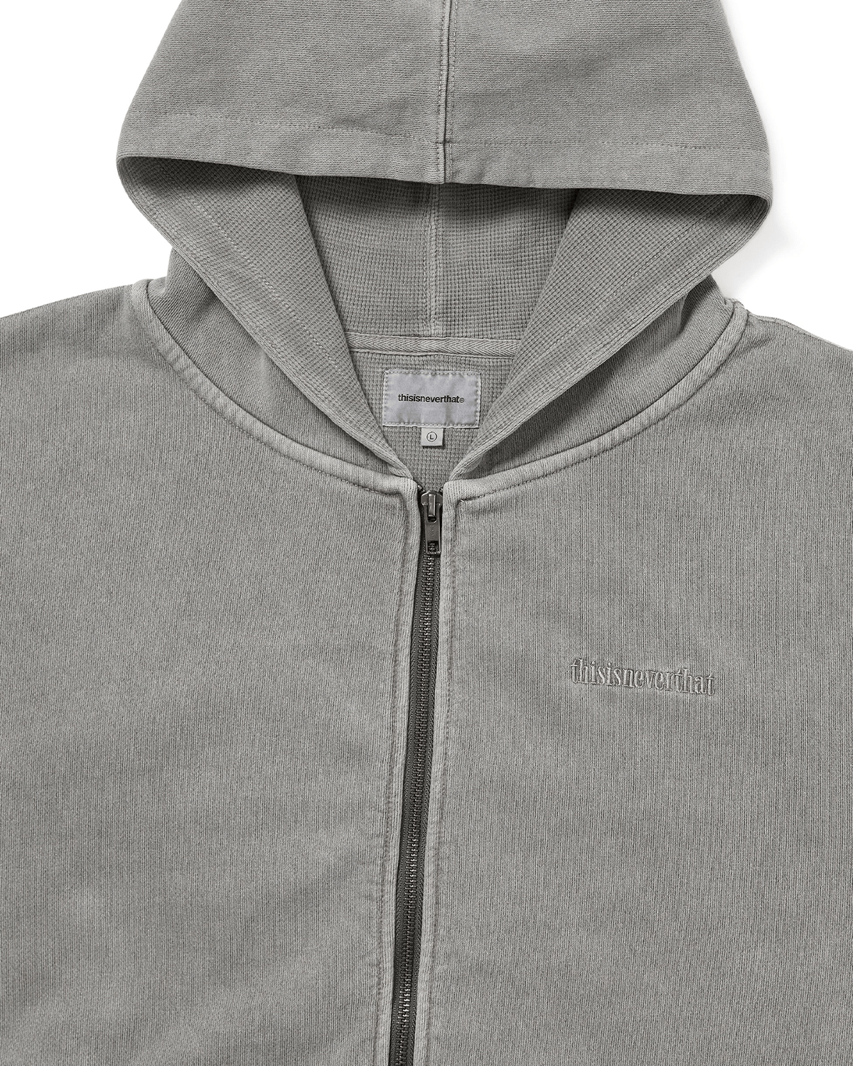 Waffle Lined Zip Up Hoodie Dark Grey - LIKELIHOOD