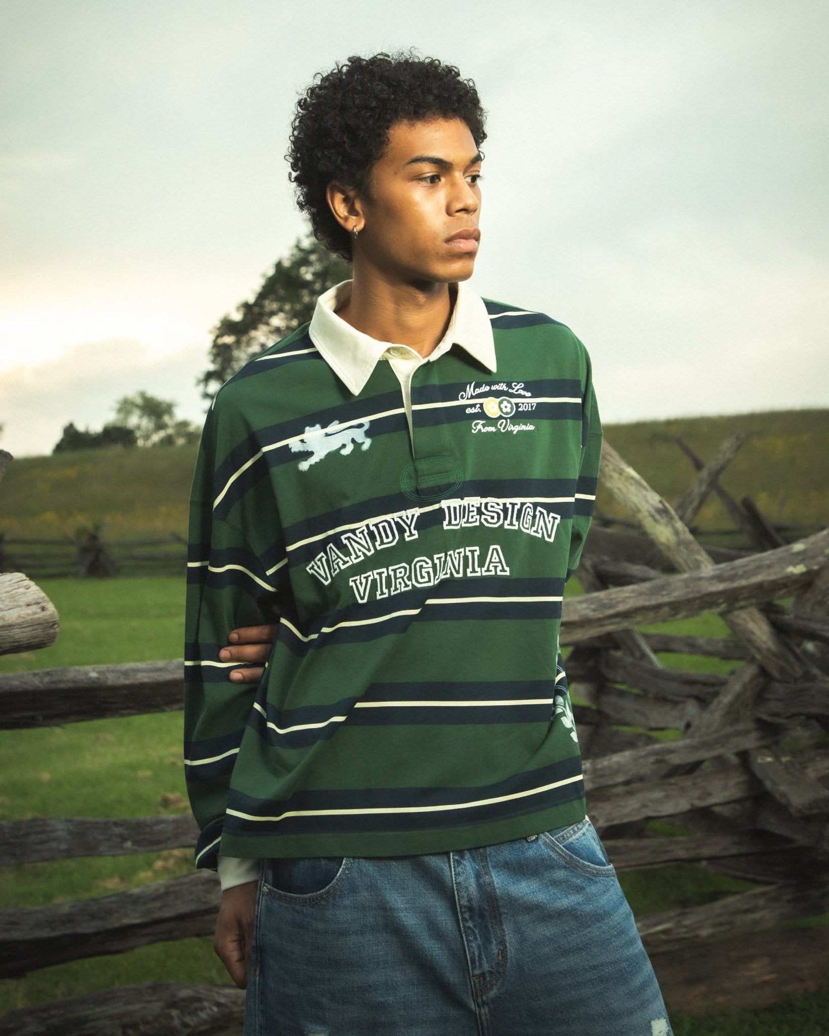Washed Striped Rugby Green - LIKELIHOOD