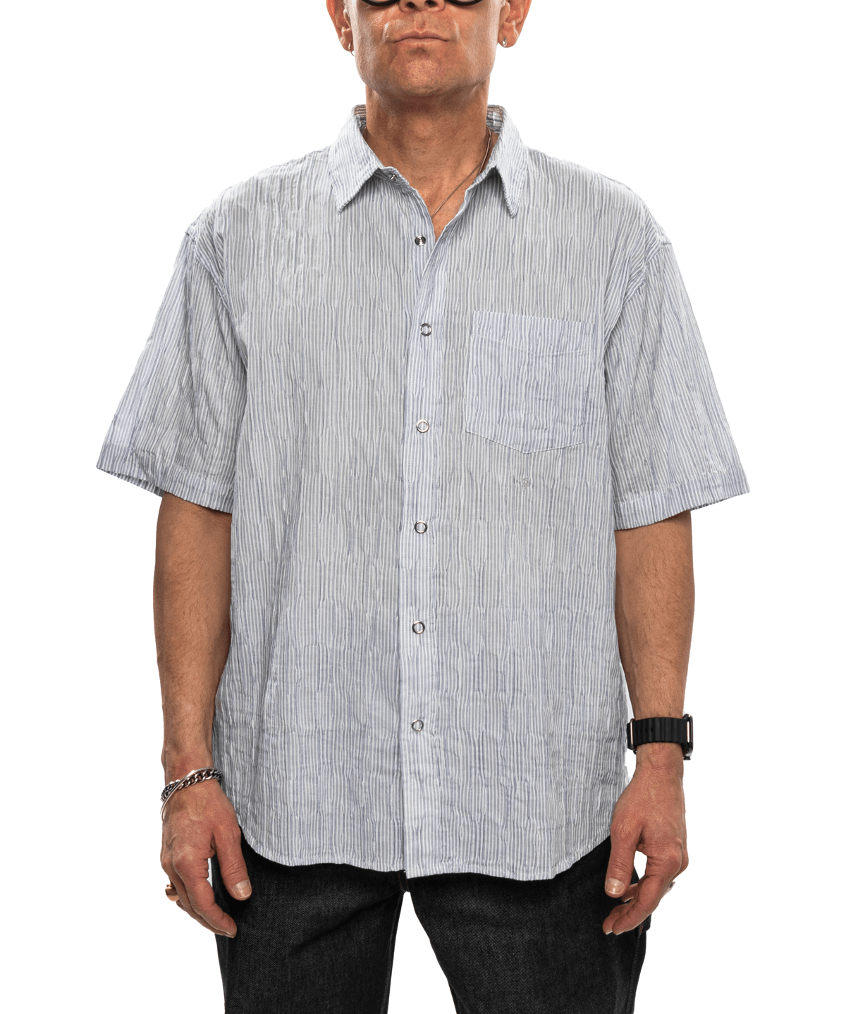 Wavy Striped Shirt Blue - LIKELIHOOD