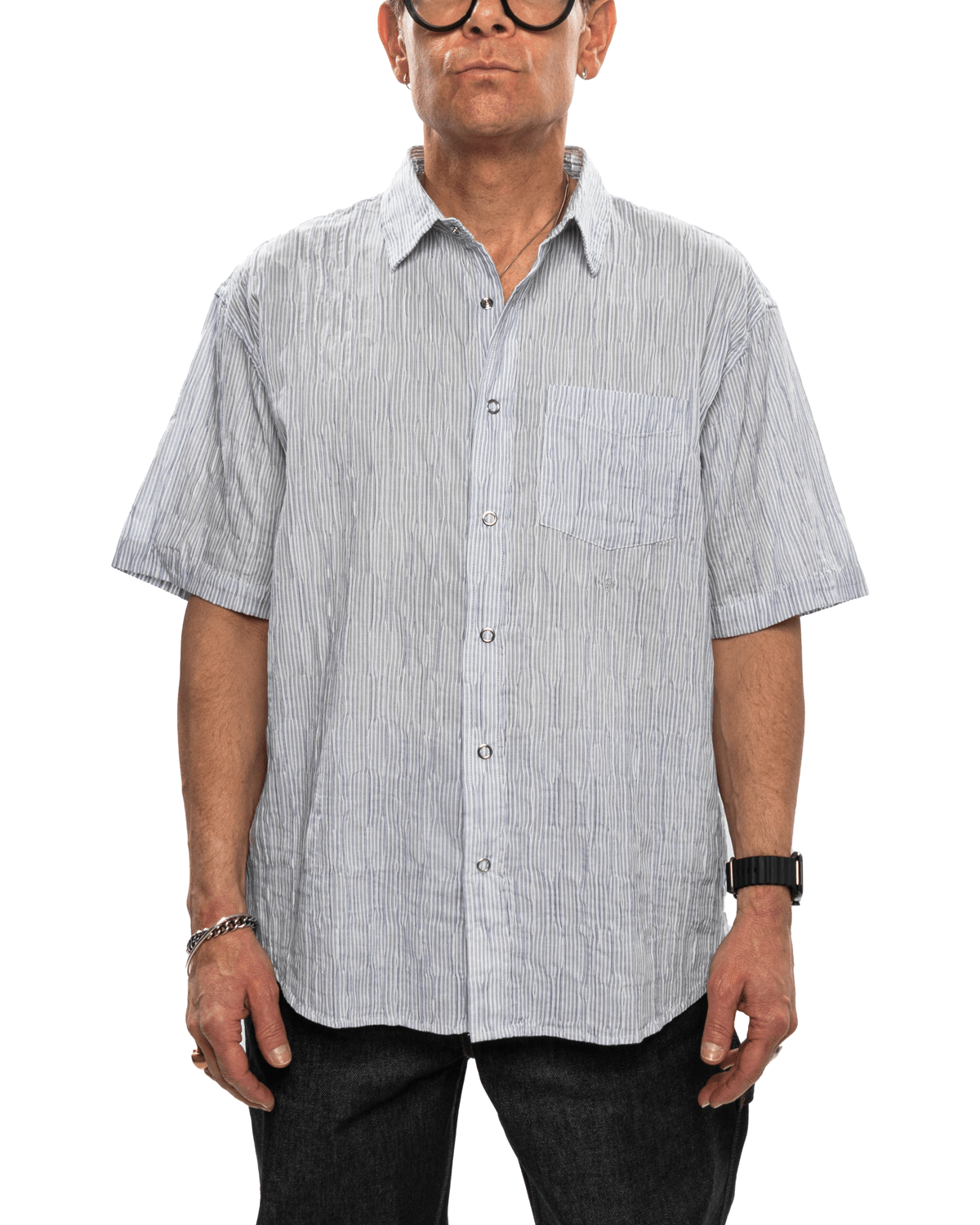 Wavy Striped Shirt Blue - LIKELIHOOD