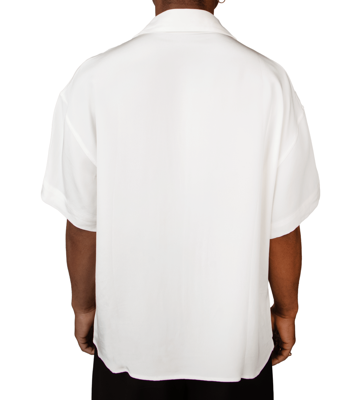 White SS Geometric Silk Shirt - LIKELIHOOD